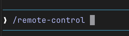 The /remote-control command typed at the Claude Code terminal prompt.
