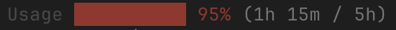 Claude Code usage meter showing 95% of the weekly quota consumed
